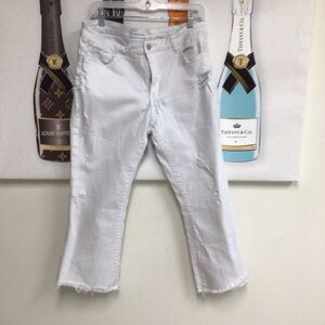 Flying Monkey White Distressed Ankle Crop Jeans